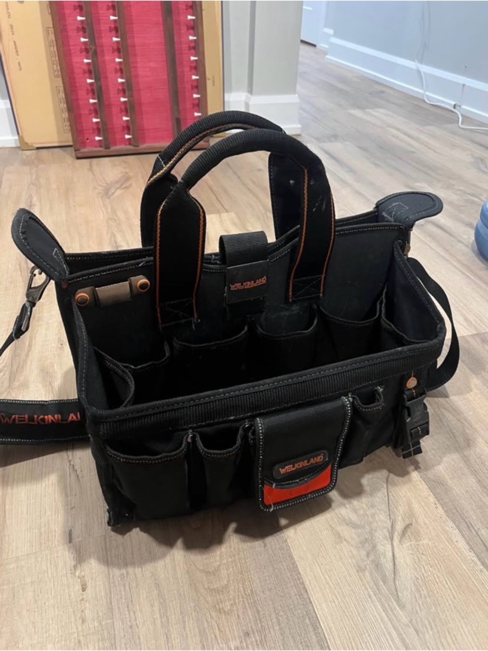 Black Duffel Tool Bag with Orange Trim